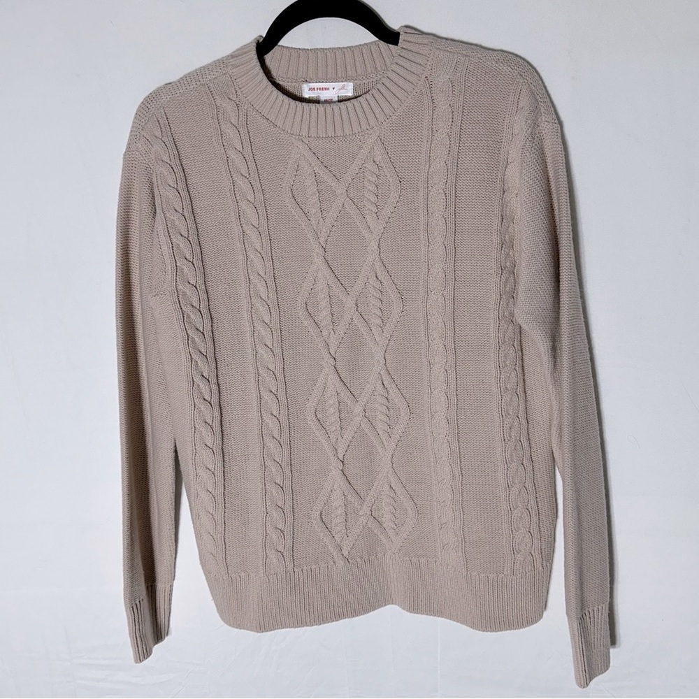 Joe Fresh Jillian Harris Nude Pink Cable Knit Crew Neck Sweater XS